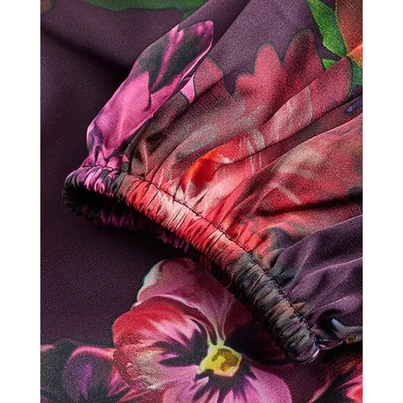 ONE SHOULDER BALLOON SLV TIE WAIST BLS DIGITIAL LUXE FLORAL PRINT-MULTI: L - Picture 4 of 8